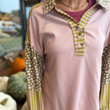 Daisy Stripe Contrast Pullover Top