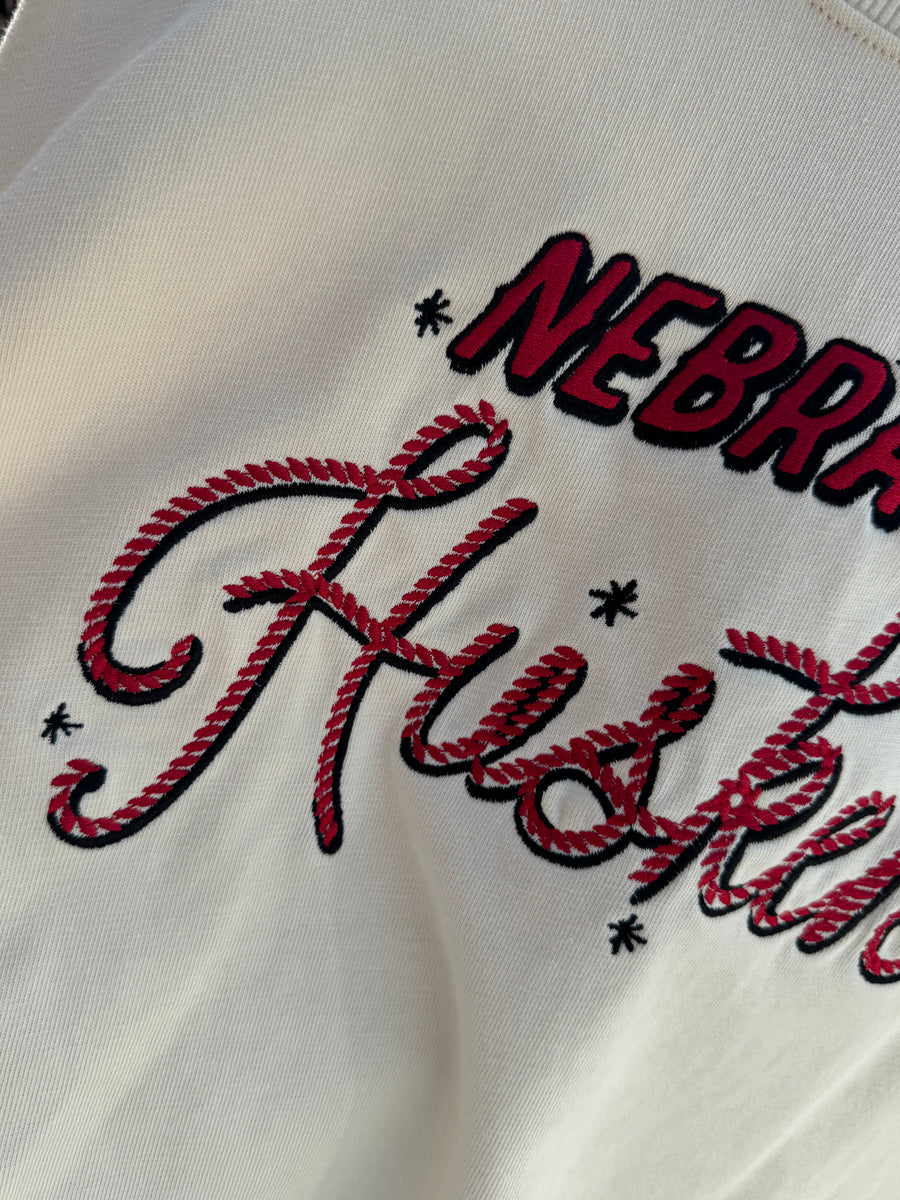 Nebraska Embroidered Laso Luxe Crop Tee