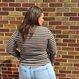 Stripe Button Up Long Sleeve Henley