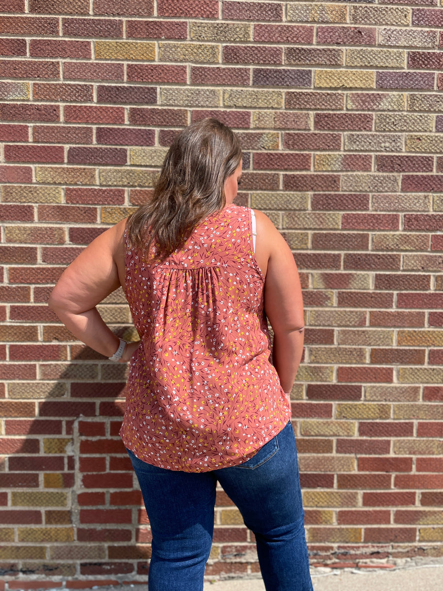 Plus Floral Rayon Tank Top