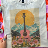 Pink Guitar Graphic T-Shirt