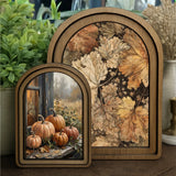 Arch Top Fall Leaves Sign 8.25x11"