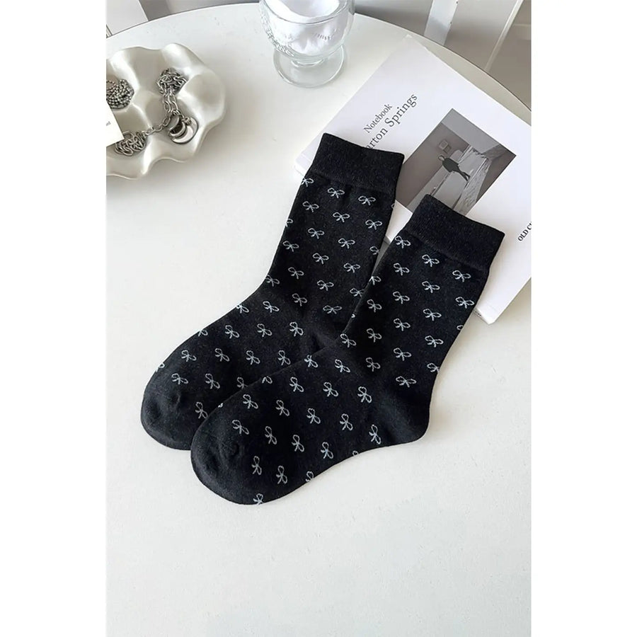 Ribbed Edge Bow Crew Socks