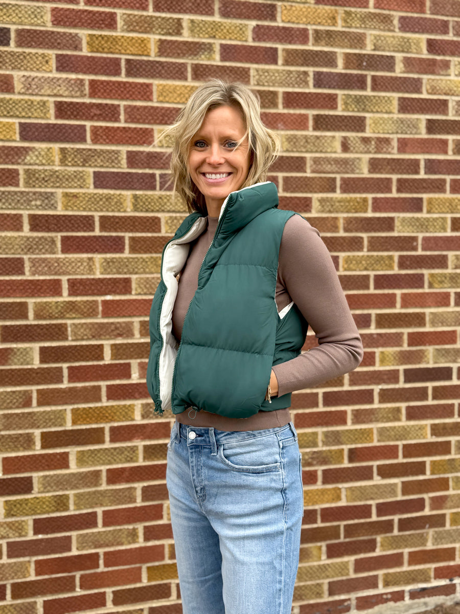 Reversible Cropped Puffer Vest