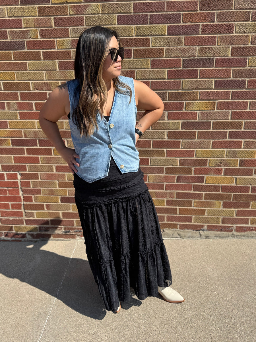 Black Lace Tiered Skirt