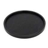 Black Wooden Round Tray 15.5"