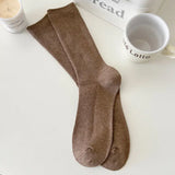 Light Coffee Ribbed Simple Socks