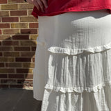 Plus Elastic Waist Ruffle Seamed Textured Skirt