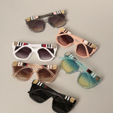 Colorblock Detail Oversize Sunglasses