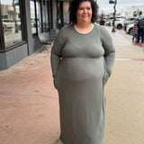 Plus Basic Long Sleeve Maxi Dress