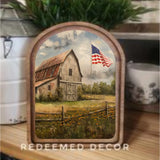 Arch Top Patriotic Homestead Sign 6x8"