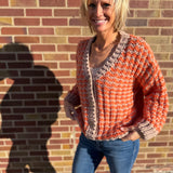 Button Down Textured Cardigan Sweater