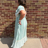 Floral Print Maxi Dress w/Flutter Sleeve