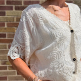 Textured Crochet Button Down Top