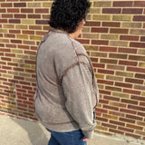 Plus Acid Wash Double Ribbed Pullover