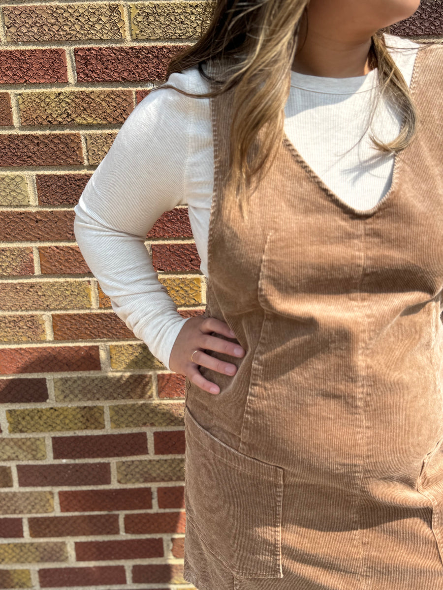 Snow Wash Corduroy Pinafore Overall Dress