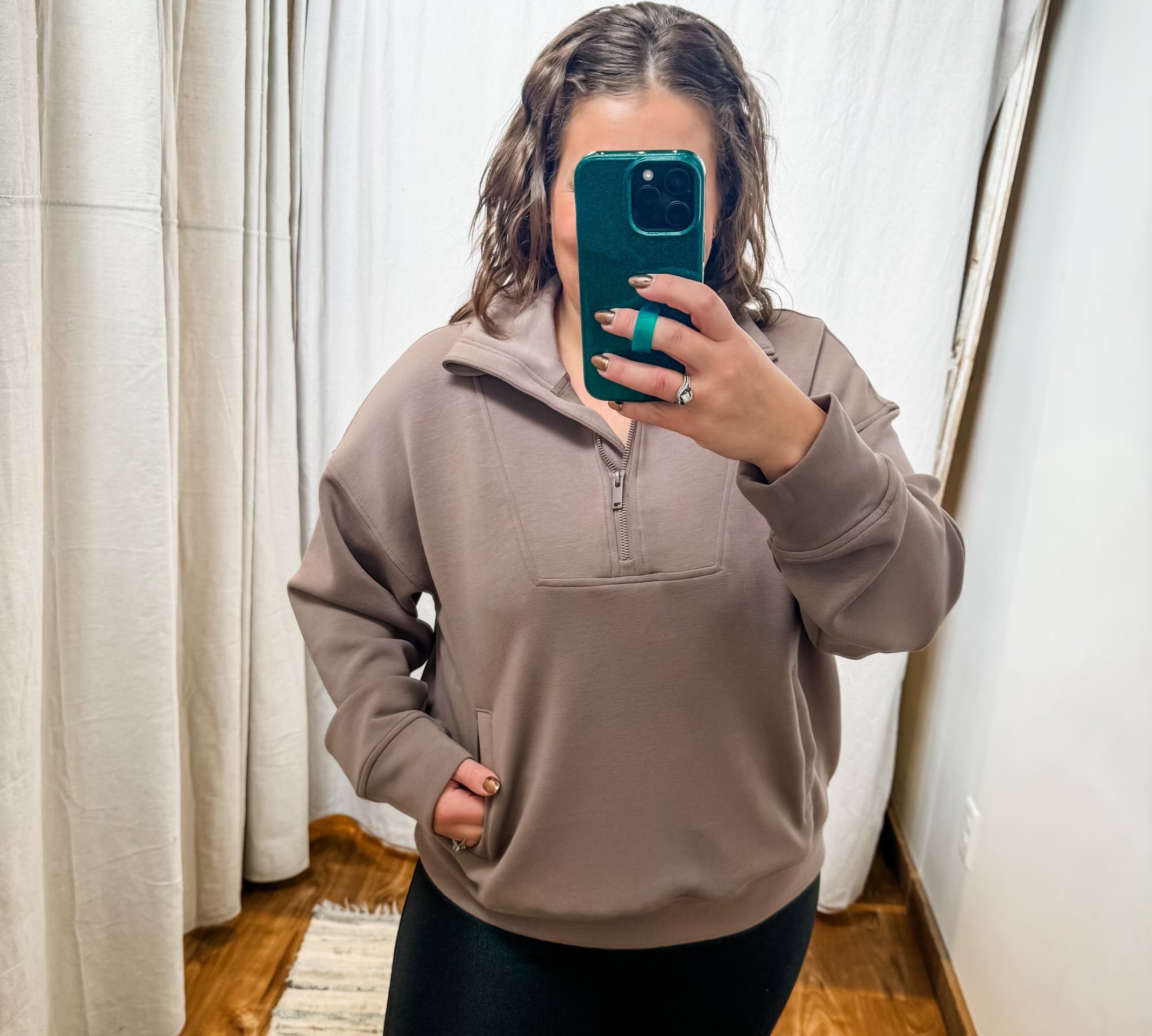 Modal Poly Quarter Zip Funnel Neck Pullover