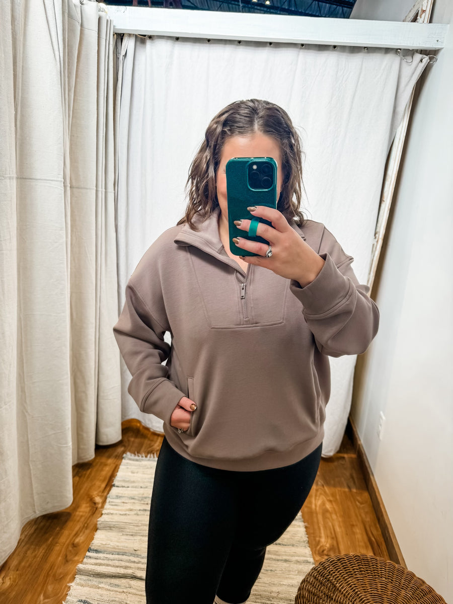 Modal Poly Quarter Zip Funnel Neck Pullover