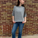 Short Sleeve Pullover Sweater w/Raw Edge Detail