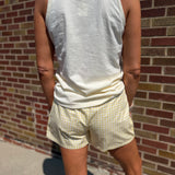 Yellow Plaid Shorts w/Side Stripe Detail
