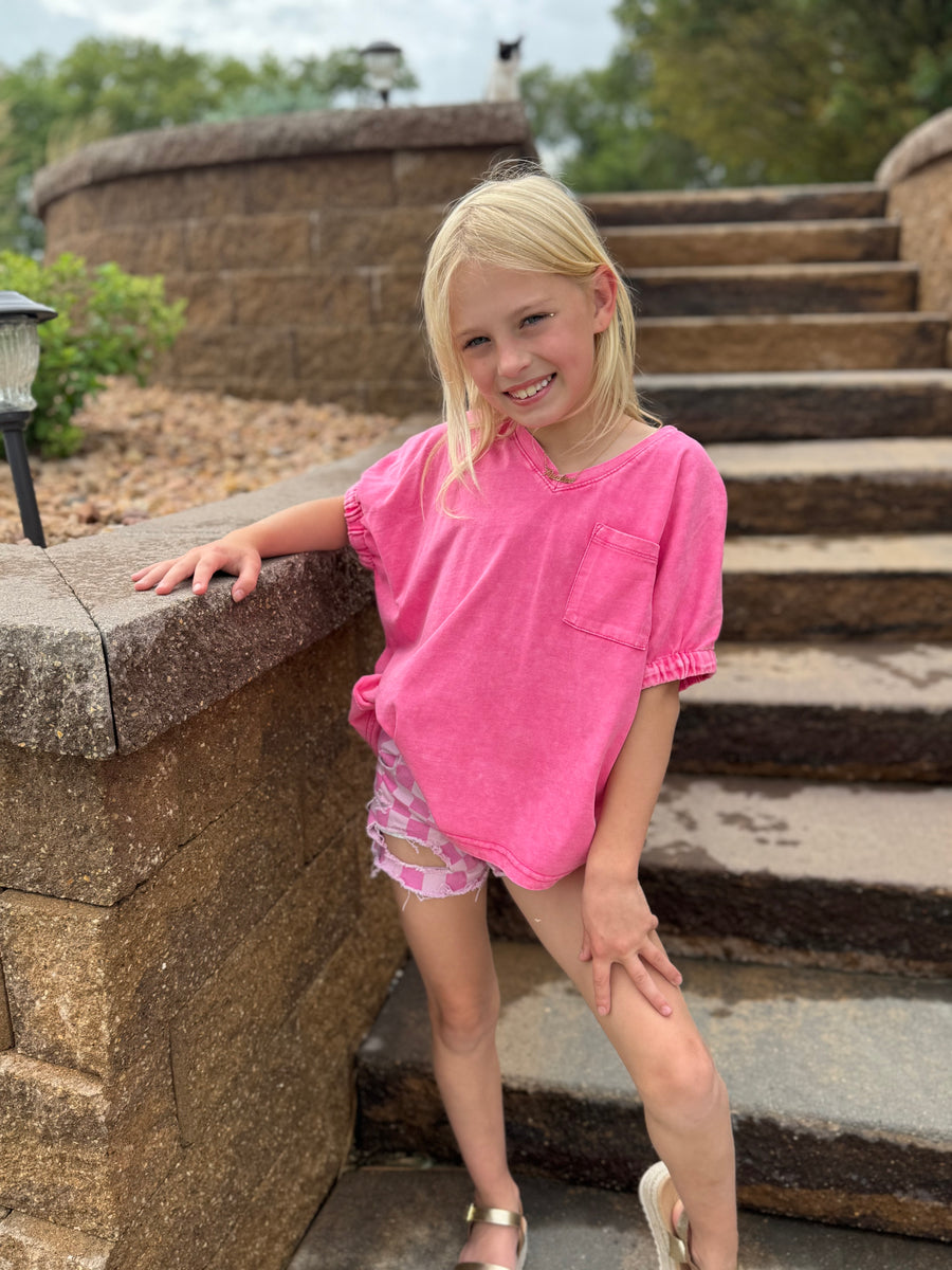 Girls V-Neck Pocket Tee
