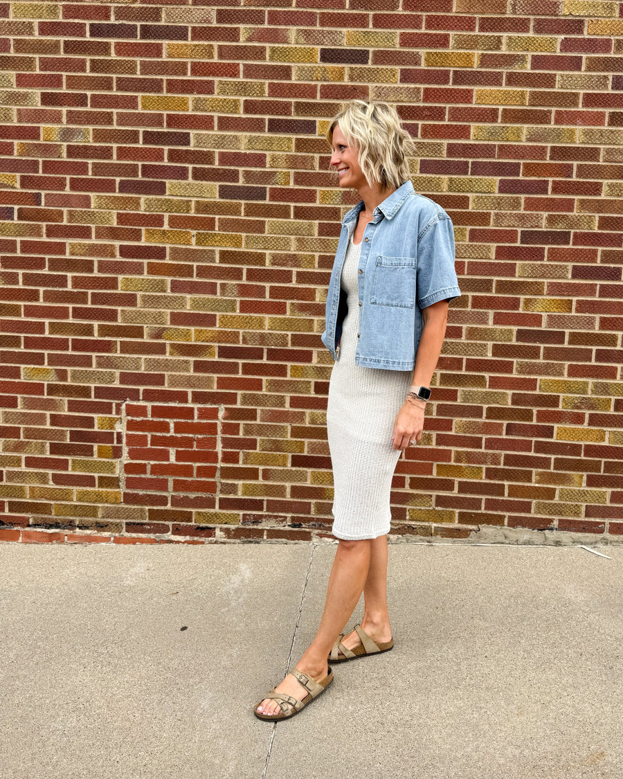 Sleeveless Knit Textured Midi Dress