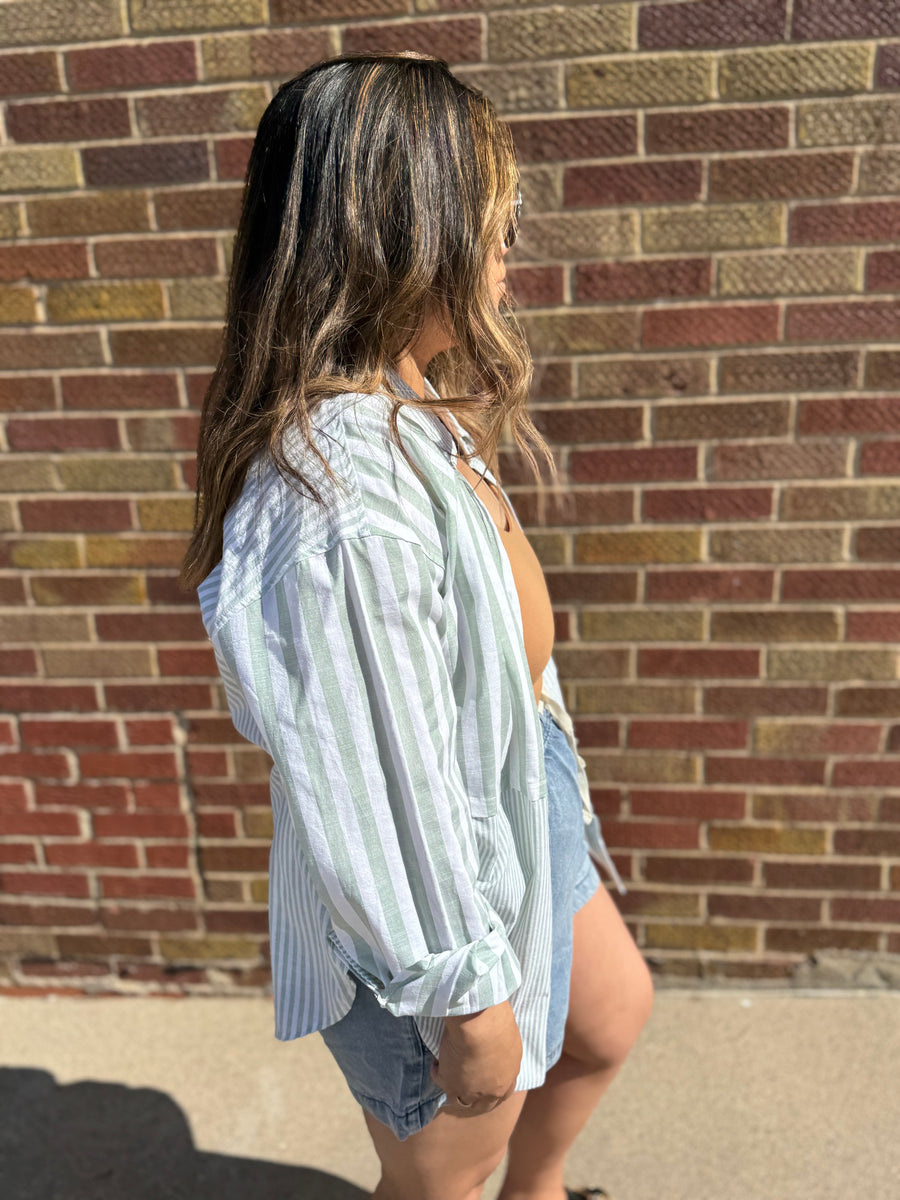Multi Stripe Button Up Shirt