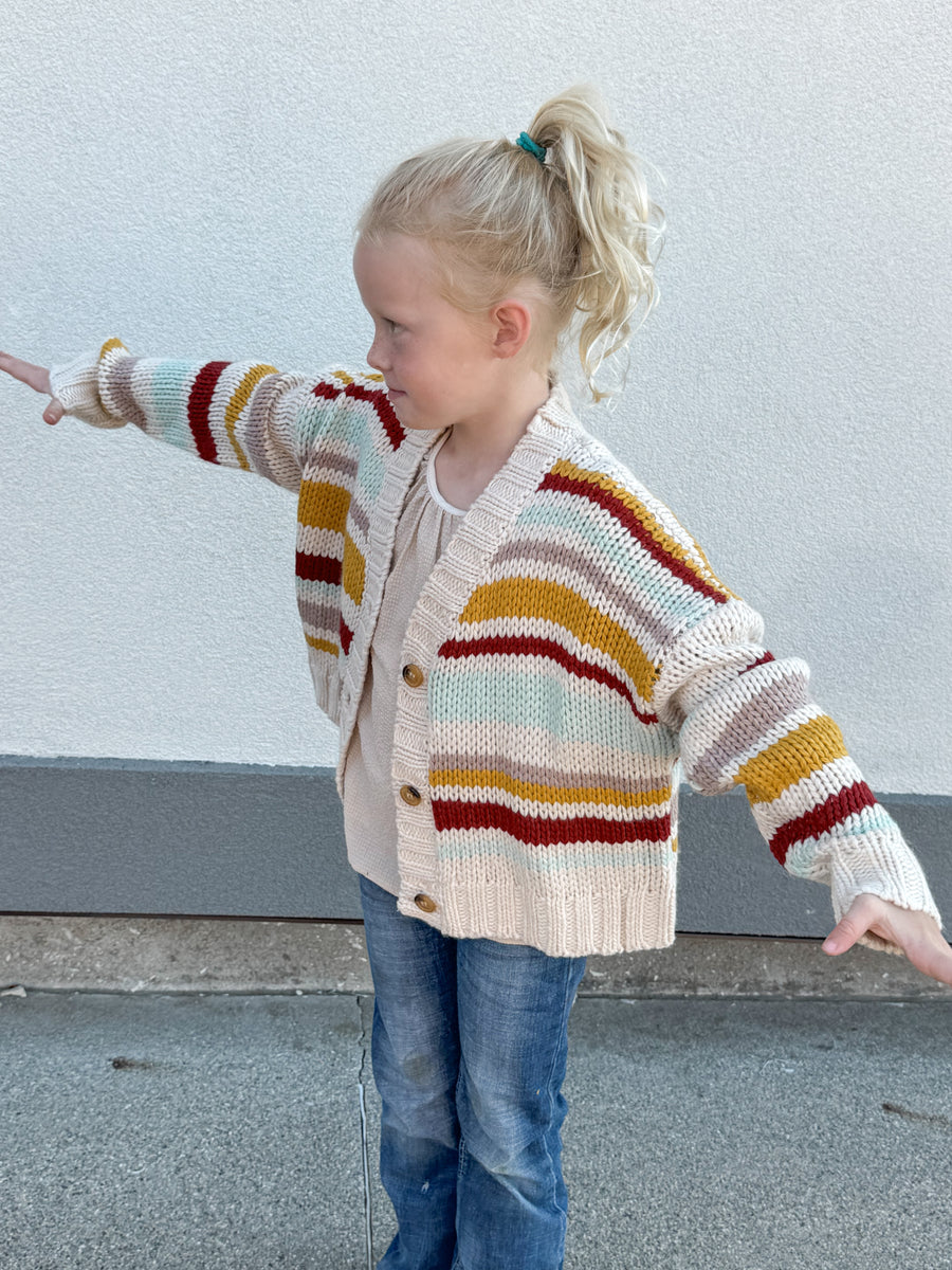 Girls Multi Stripe Knit Cropped Cardi