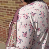 Plus Mixed Floral Top w/Waffle Knit Detail