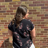 Plus Black/Floral V-Neck Top
