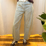 Mineral Wash Pinstripe Barrel Jeans