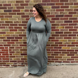 Plus Basic Long Sleeve Maxi Dress