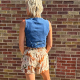 Scallop Trim Denim Vest