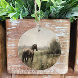 Wooden Horse Painting Orn 4"