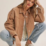 Camel Mineral Wash Twill Oversize Jacket