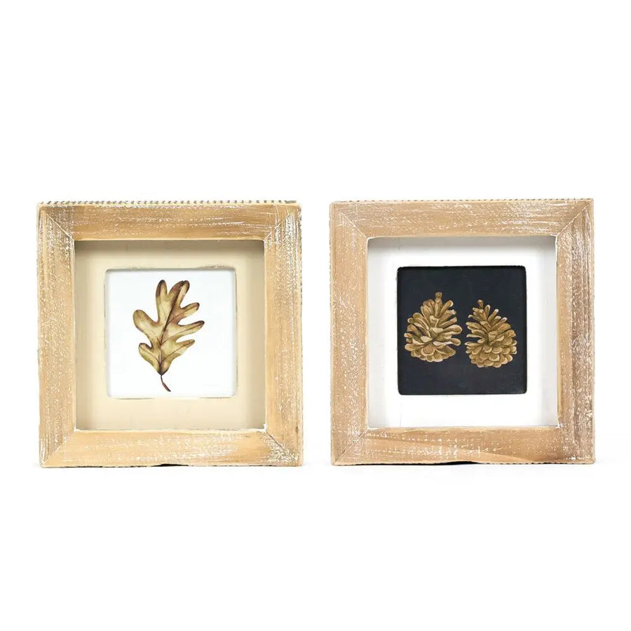 Leaf/Pinecone Reversible Sign 5x5"
