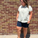Plus V Neck Short Sleeve Line Lace Top