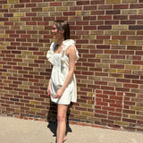 Ruffle Sleeve Twill Dress