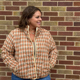 Vintage Plaid Jacket w/Piping Detail