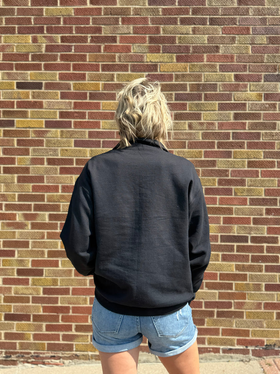 Black 1/4 Zip Wolves Sweatshirt