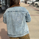 Contrast Collar Washed Denim Jacket