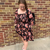 Plus Floral Print Smocked Dress