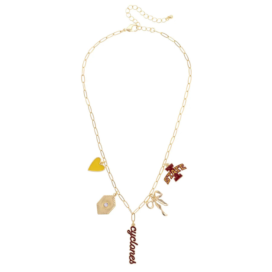 Iowa State Paper Clip Charm Necklace