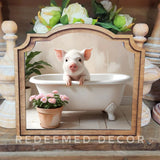 Provincial Pig in Tub Sign 9x10"
