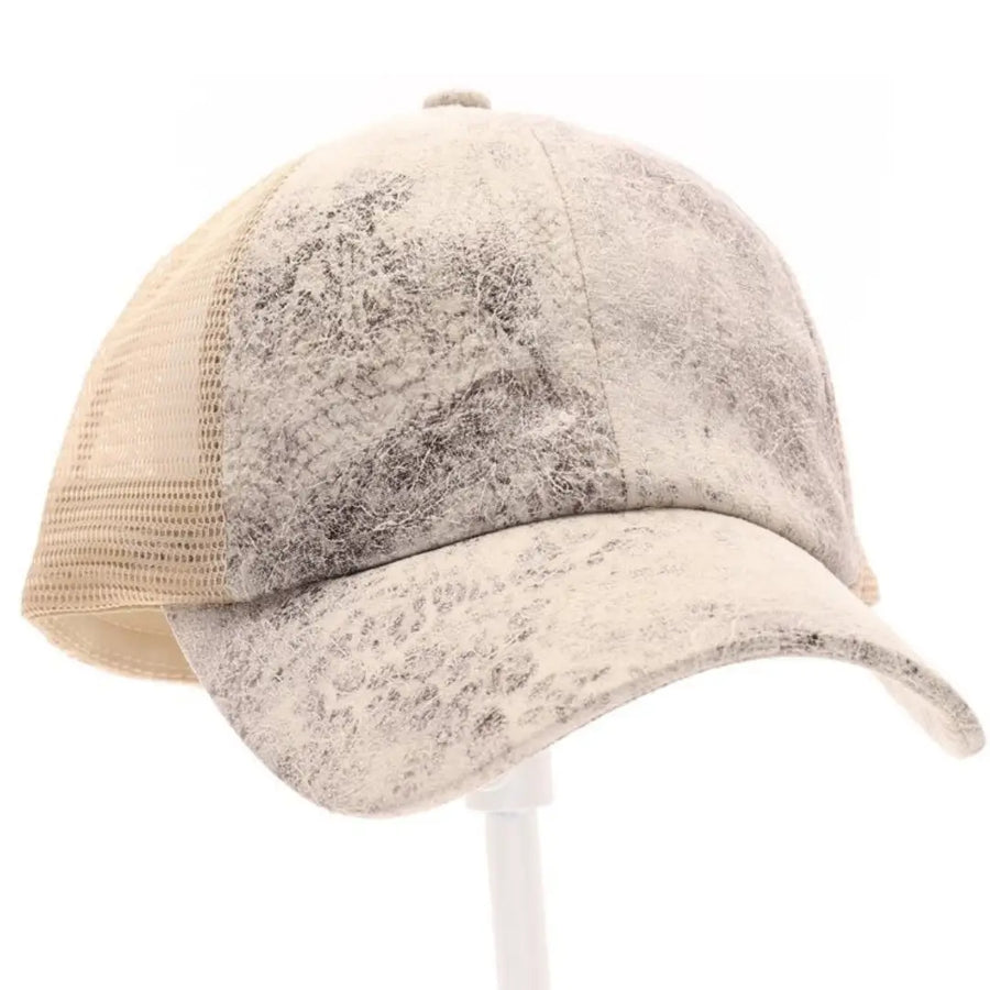 CC VIntage Faux Leather Criss Cross Pony Cap