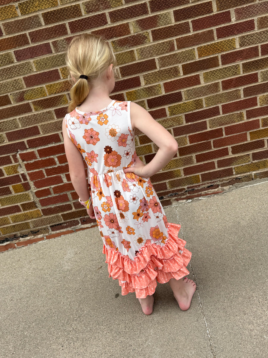 Girls Tiered Terra Cotta Dress