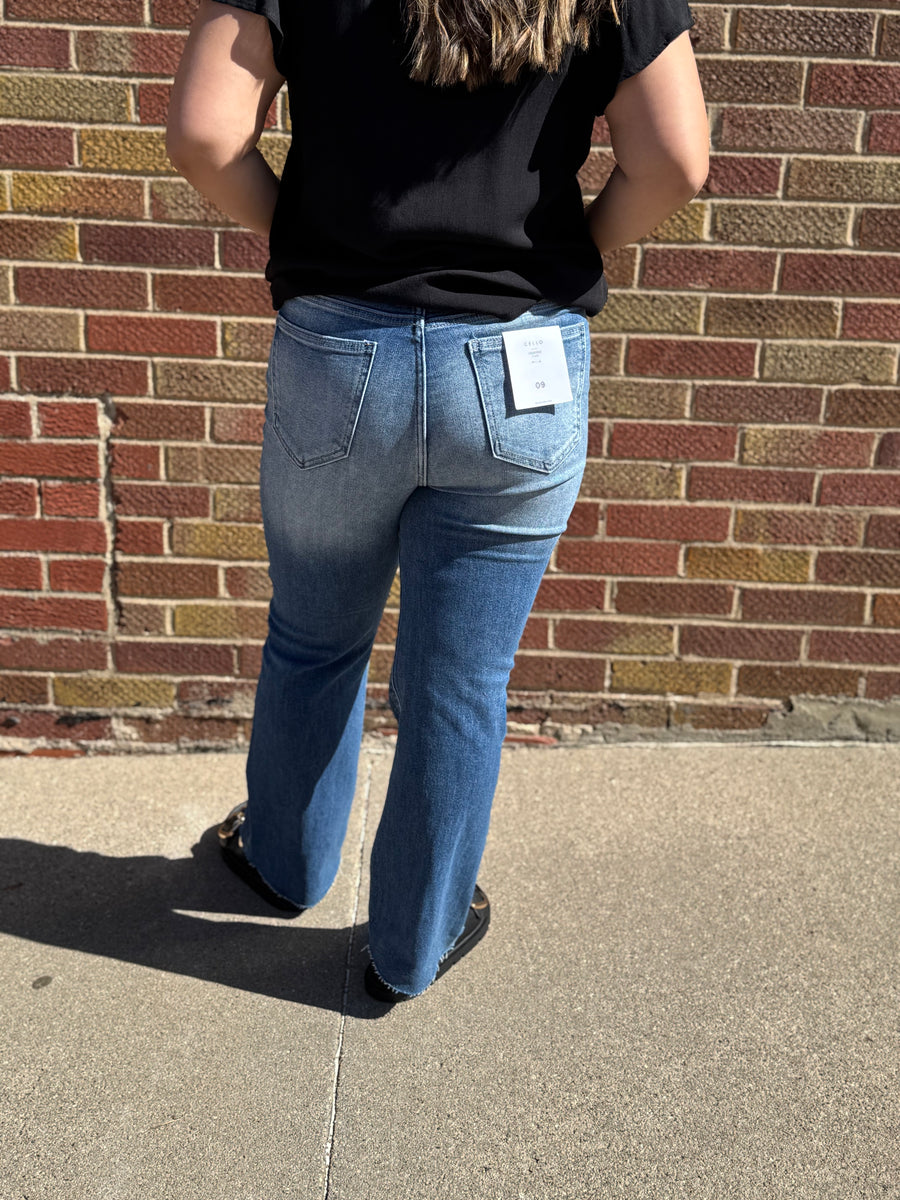 High Rise Crop Flare Cello Jeans
