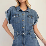 Mineral Wash Denim Jumpsuit