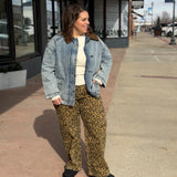 Plus Leopard Denim Pants