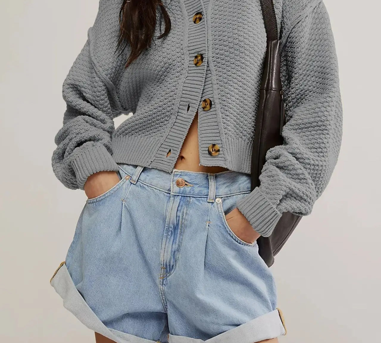 Solid Loose Fit Knit Crdigan
